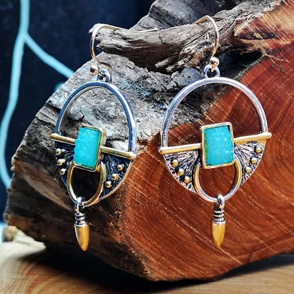 🎀Tribal Hollowed Out Round Bullet Drop Earrings - Picture 7 of 8